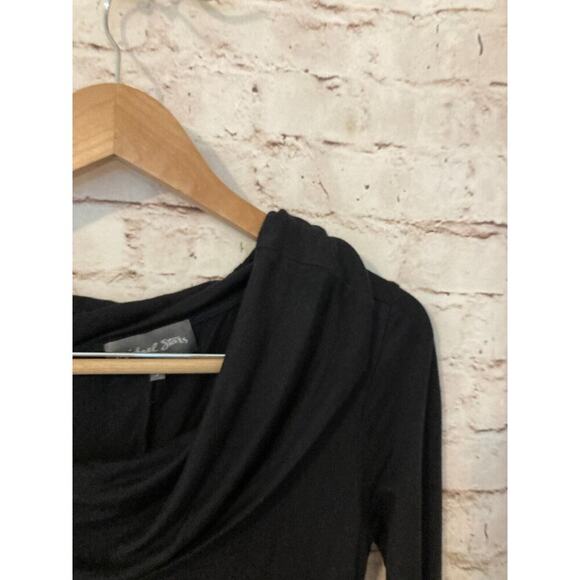 Michael Stars Dress Womens Small Midi Black Cowl Neck Long Sleeve Modal Stretch - Picture 4 of 14